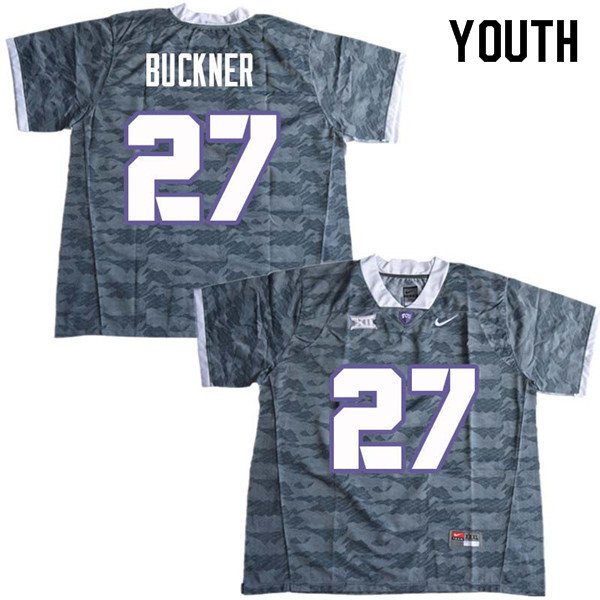 Youth #27 Devin Buckner TCU Horned Frogs College Football Jerseys Sale-Gray